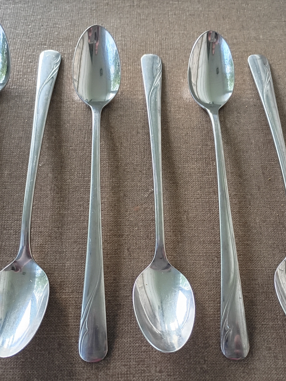 six vintage Oneida oceanic pattern 7.5" iced tea spoons
